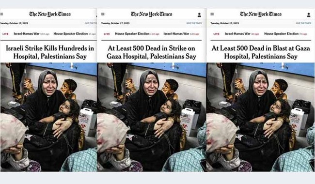 New York Times Updates Its Headline on Israeli Strike on Hospital - Vimarsana News