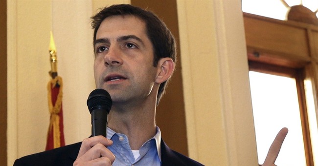 Tom Cotton's Perfect Response to Town Hall Attendee Who Says She's Not a Paid Protester 