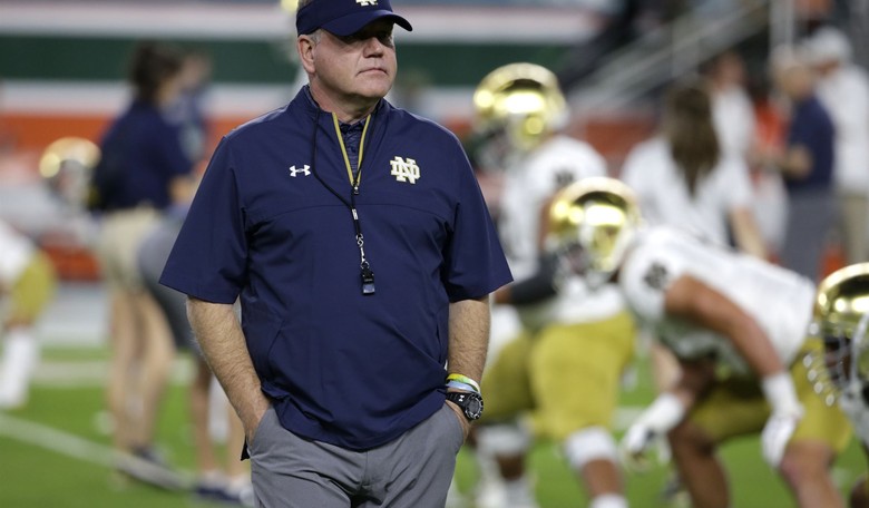 Notre Dame Football Coach Makes a Joke; Response Is Mass Whipping out of Portable Fainting Couches