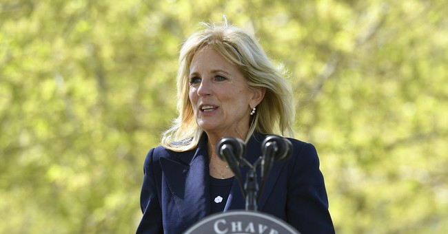 Jill Biden Botched Her Spanish in Front of a Nazi Inspired Flag 