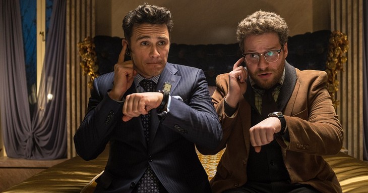 This photo released by Sony - Columbia Pictures shows James Franco, left, as Dave and Seth Rogen as Aaron in a scene from Columbia Pictures' 