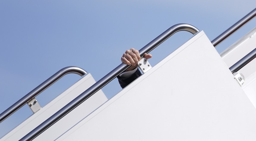 WATCH: Biden Stumbles, Barely Makes It Up the Stairs to Air Force One as He Leaves Poland
